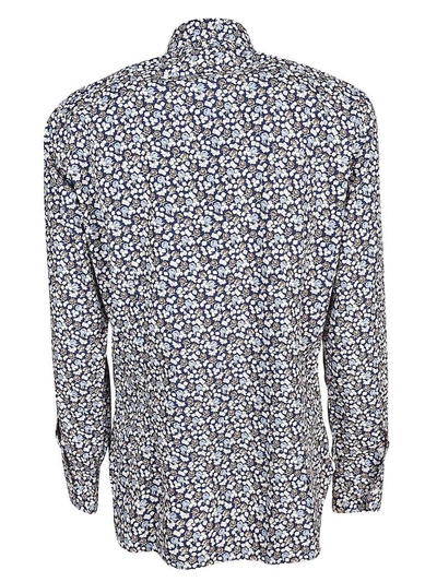 Shop Barba Napoli Barba Printed Shirt In Blu Sabbia