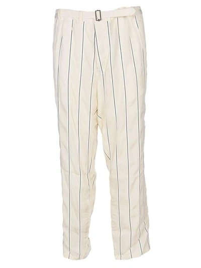 Shop Haider Ackermann Striped Belted Trousers In Beige