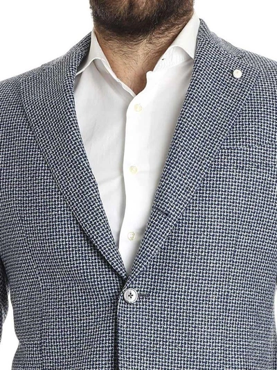 Shop Luigi Bianchi Mantova Checkered Jacket In Light Blue