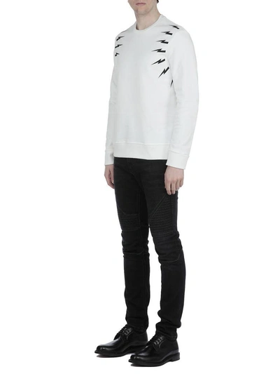 Shop Neil Barrett Cotton Sweatshirt In Off White-black