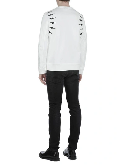 Shop Neil Barrett Cotton Sweatshirt In Off White-black