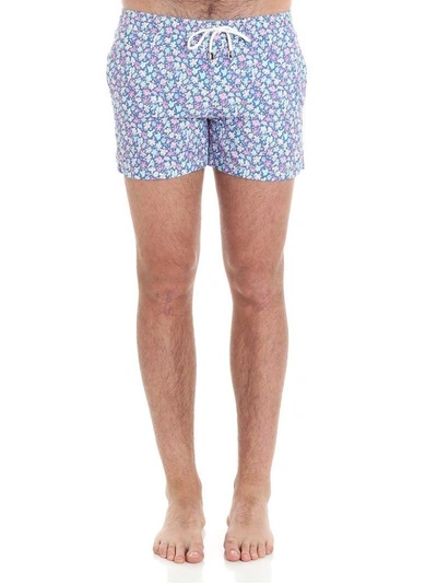 Shop Luigi Borrelli Floral Patterned Boxer Shorts In Blue-pink