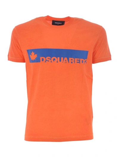 Shop Dsquared2 Teal Logo T-shirt In Arancio