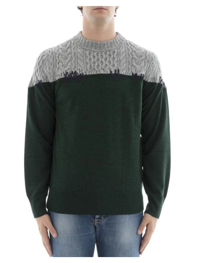 Shop Sacai Green Wool Sweatshirt
