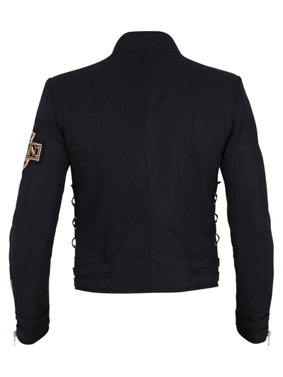 Shop Balmain Black Jacket With Patched Detail