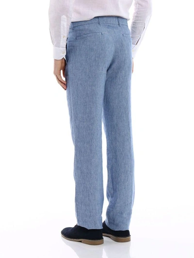Shop Giorgio Armani Classic Trousers In Sky Blue
