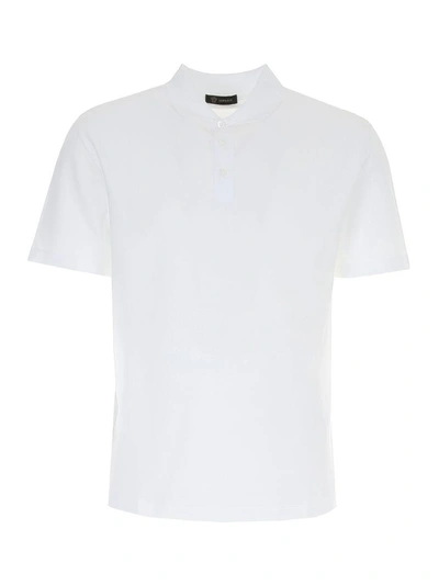Shop Versace Via Gesù 12 Polo Shirt In Bianco (white)