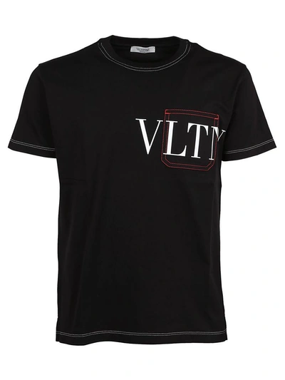 Shop Valentino Printed T-shirt In 0no Nero