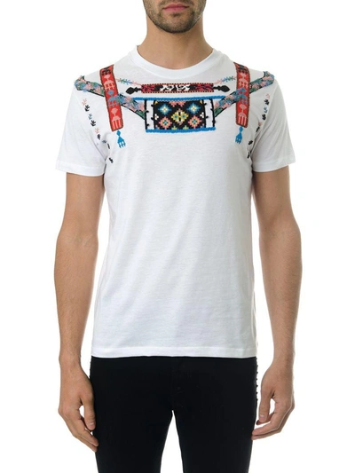 Shop Valentino White Cotton T-shirt With Embroidery In White-multicolor