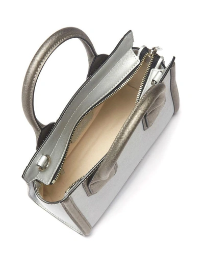Shop Karl Lagerfeld Klassic Mini Silver Leather Handbag In Argento
