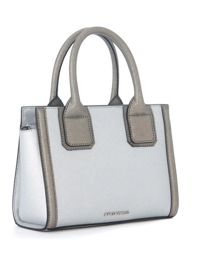 Shop Karl Lagerfeld Klassic Mini Silver Leather Handbag In Argento
