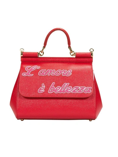 Shop Dolce & Gabbana Sicily Shoulder Bag In Rosso