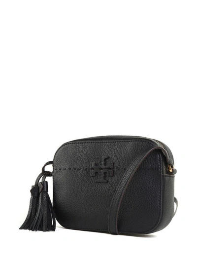 Shop Tory Burch Mcgraw Camera Bag Pebbled-leather Cross-body Bag In Nero