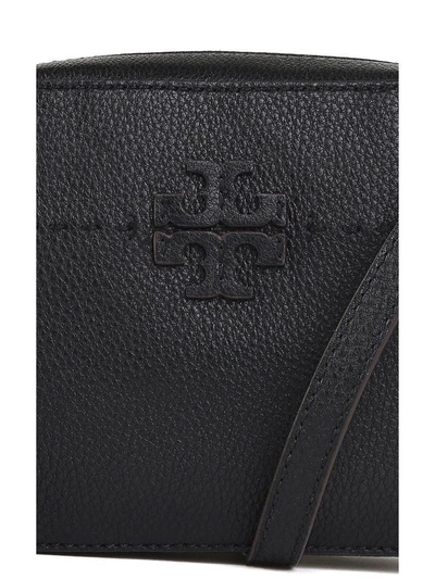 Shop Tory Burch Mcgraw Camera Bag Pebbled-leather Cross-body Bag In Nero