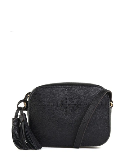 Shop Tory Burch Mcgraw Camera Bag Pebbled-leather Cross-body Bag In Nero