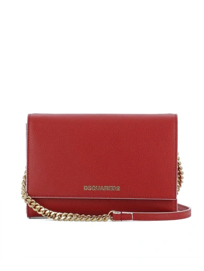 Shop Dsquared2 Red Leather Shoulder Bag