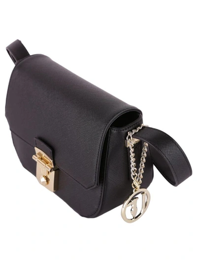 Shop Trussardi Levanto Saffiano Faux Leather Shoulder Bag In Black