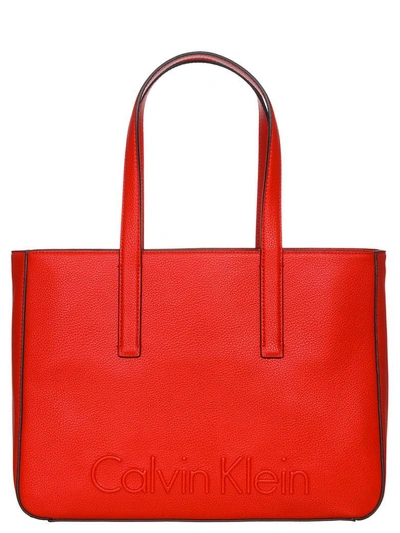 Shop Calvin Klein Jeans Est.1978 Edge Tote Bag In Red
