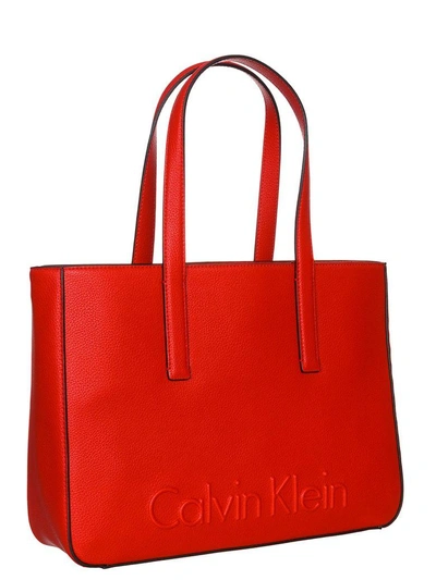 Shop Calvin Klein Jeans Est.1978 Edge Tote Bag In Red