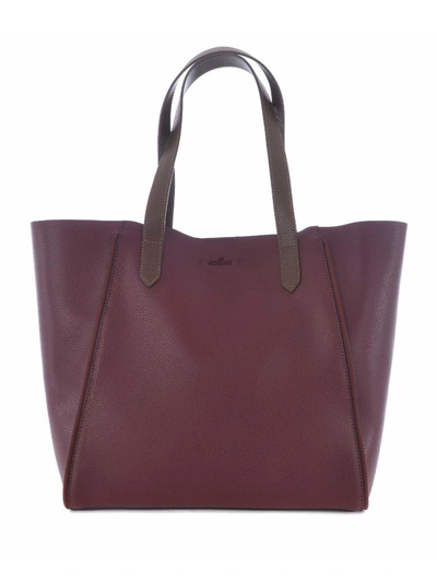 Shop Hogan Leather Tote In Bordeau