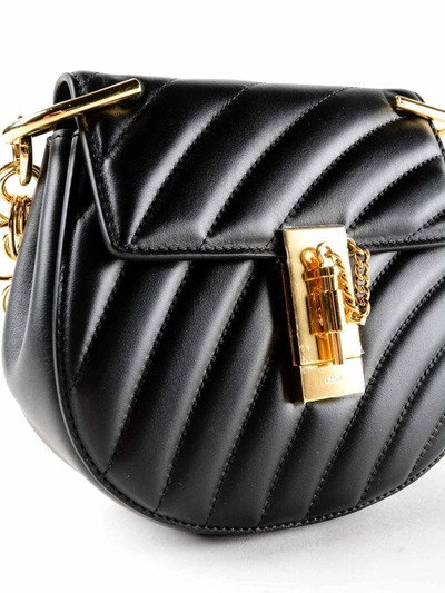 Shop Chloé Drew Quilted Shoulder Bag In Black