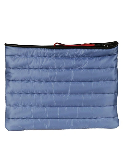 Shop Moncler Speech Bubble Quilted Clutch In 70c Azzurro