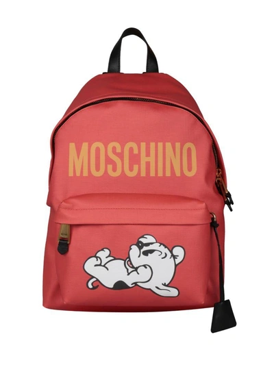 Shop Moschino Eco-leather Backpack In Rosso