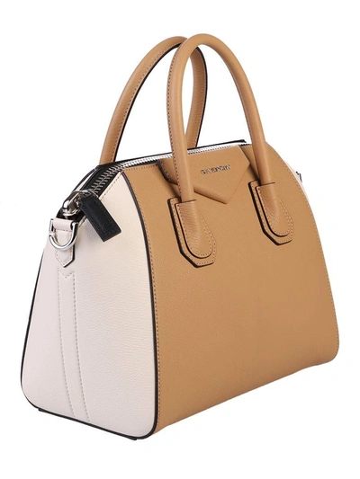 Shop Givenchy Beige And White Small Antigona Bag In Multi