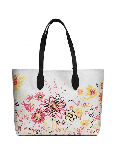 Shop Burberry Doodle M Tote In White White Black