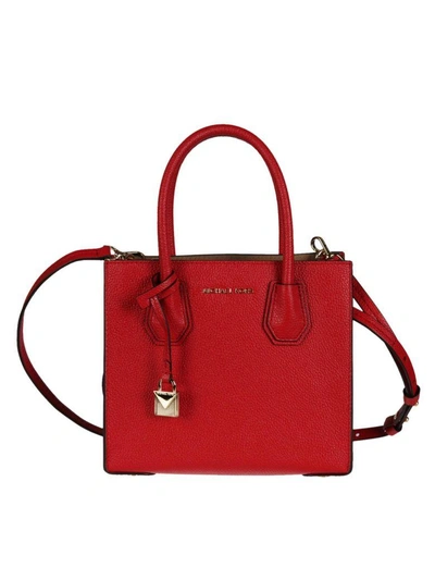 Shop Michael Kors Leather Tote In Bright Red
