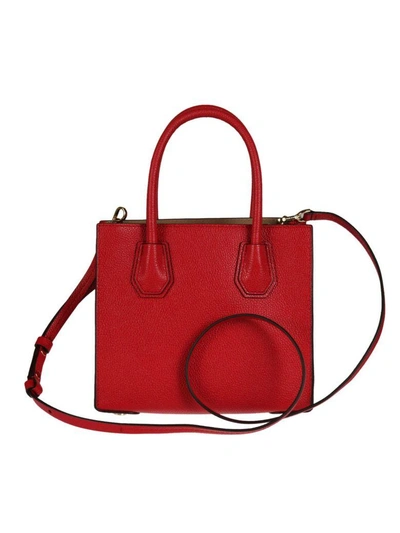 Shop Michael Kors Leather Tote In Bright Red