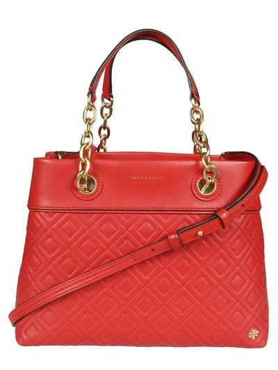 Shop Tory Burch Fleming Small Tote In Exotic Red
