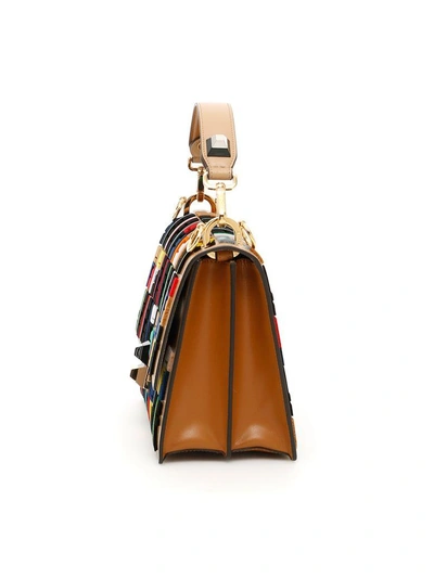 Shop Fendi Kan I Bag With Multicolor Zucca Embroidery In Mlc+cuoiobeige