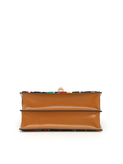 Shop Fendi Kan I Bag With Multicolor Zucca Embroidery In Mlc+cuoiobeige