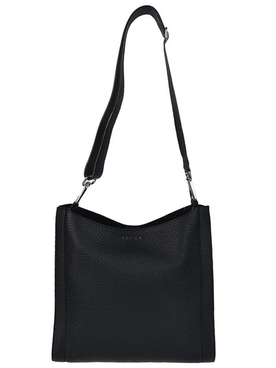 Shop Orciani Leather Shoulder Bag In Nero