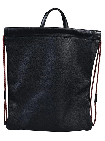 Shop Gucci Logo Print Drawstring Backpack In Black