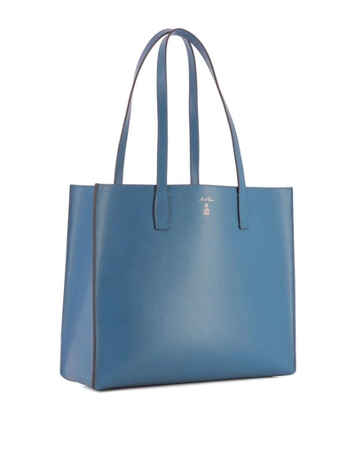 Shop Mark Cross Blue Leather Shoulder Bag In Light Blue