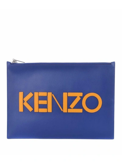 Shop Kenzo Paris Clutch In Blu Cobalto
