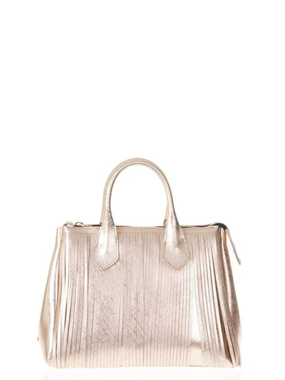 Shop Gianni Chiarini Rosegold Fringed Gum Hand Bag