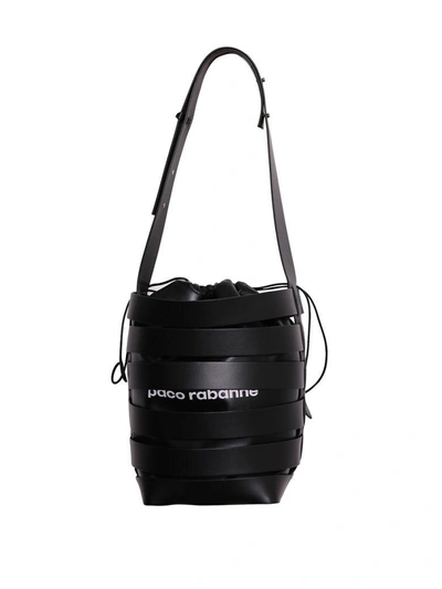 Shop Paco Rabanne Leather Bucket Bag In Nero
