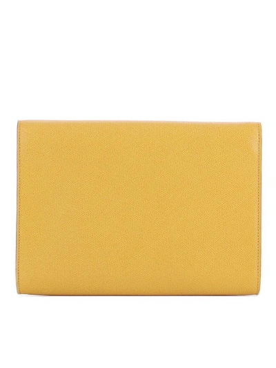 Shop Valextra Yellow Leather Pochette