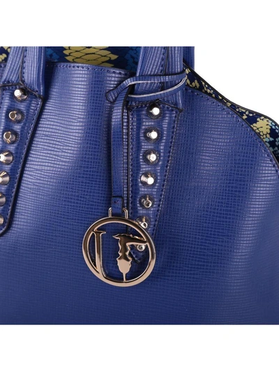 Shop Trussardi Aspen Faux Leather Bag In Blue