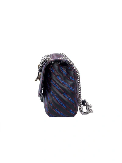 Shop Balenciaga Logo Shoulder Bag In Noir Bleu Rouge