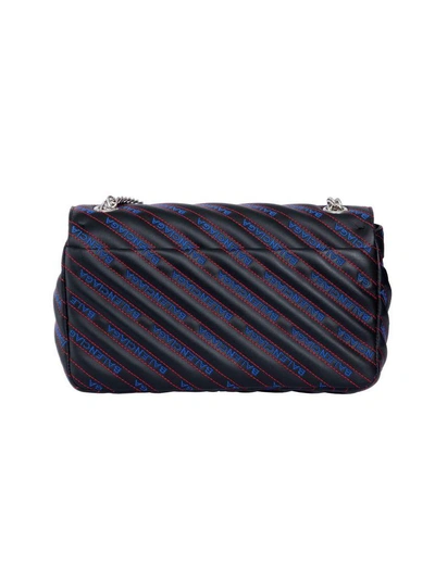 Shop Balenciaga Logo Shoulder Bag In Noir Bleu Rouge