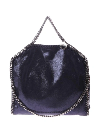 Shop Stella Mccartney Falabella Triple Chain Faux Leather Bag In Blue