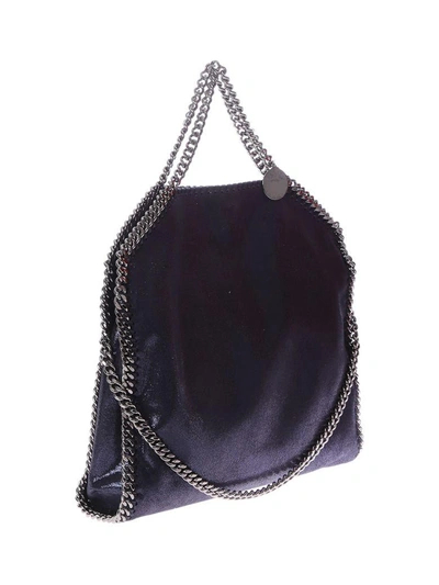 Shop Stella Mccartney Falabella Triple Chain Faux Leather Bag In Blue