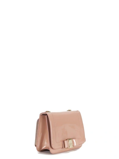 Shop Ferragamo Vara Bow Shoulder Bag In Pink & Purple