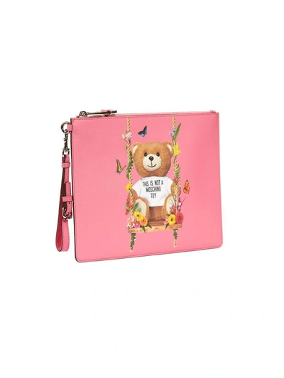 Shop Moschino Toy Bear Clutch In Rosa Multicolor