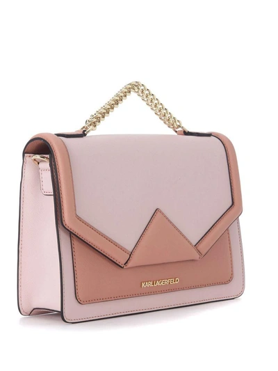 Shop Karl Lagerfeld Klassic Pink Leather Handbag In Rosa