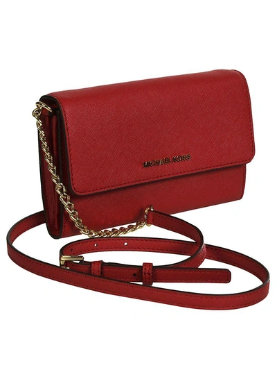 Shop Michael Kors Jet Set Travel Phone Shoulder Bag In Red